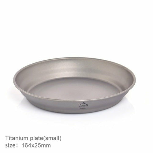 Camping Ultralight Titanium Bowl Plate Pan Tableware Set Multi Size