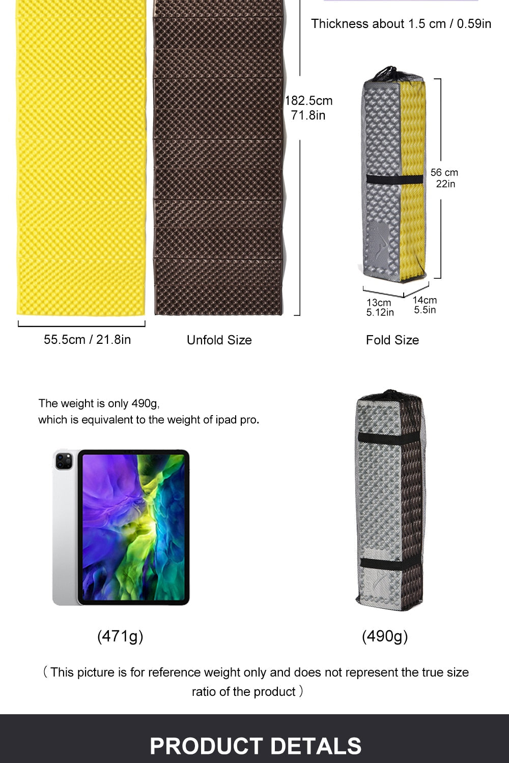 Camping Mat Portable Sleeping Pad Picnic Foam Bed Mattress Travel