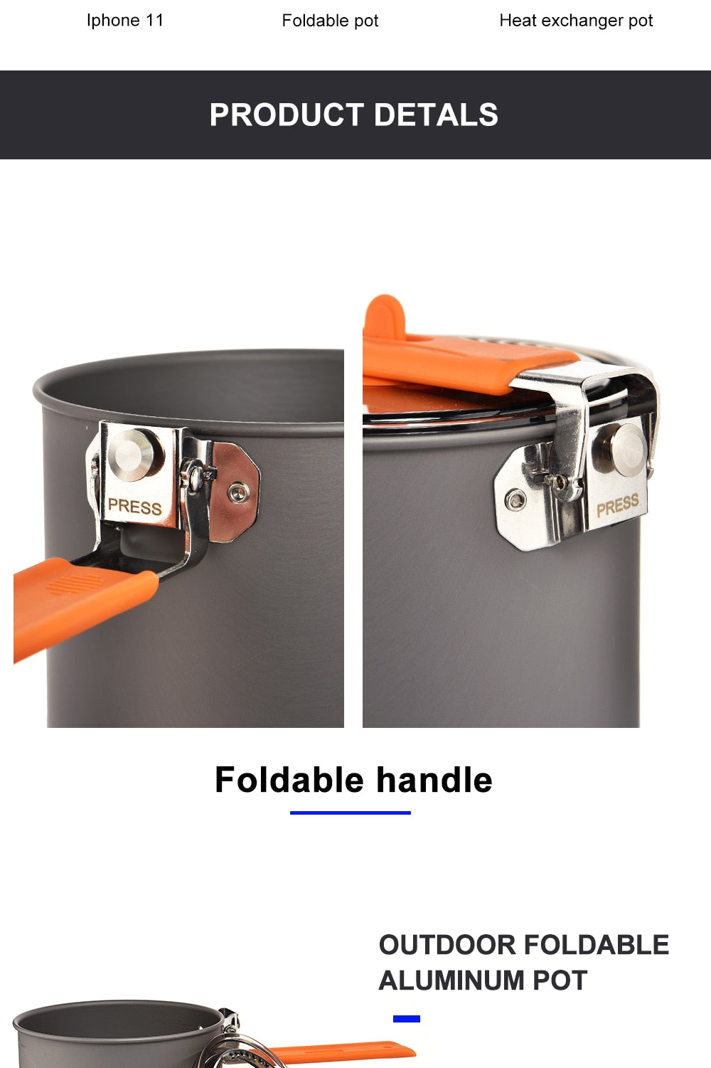 Widesea Outdoor Tableware for Camping 1.6L Pot