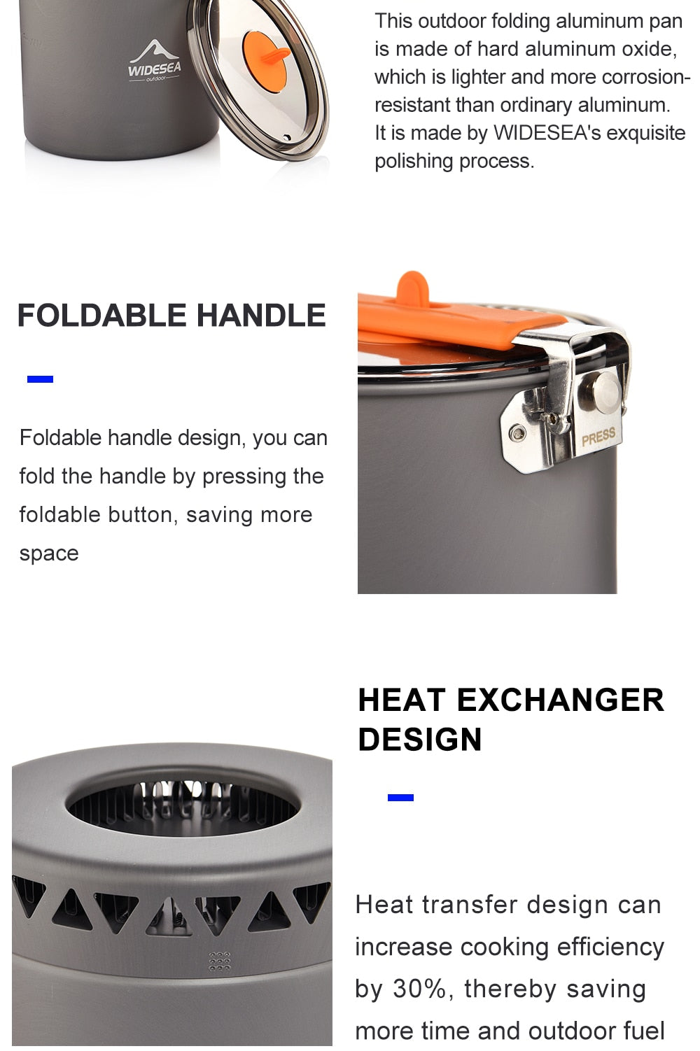 Widesea Outdoor Tableware for Camping 1.6L Pot