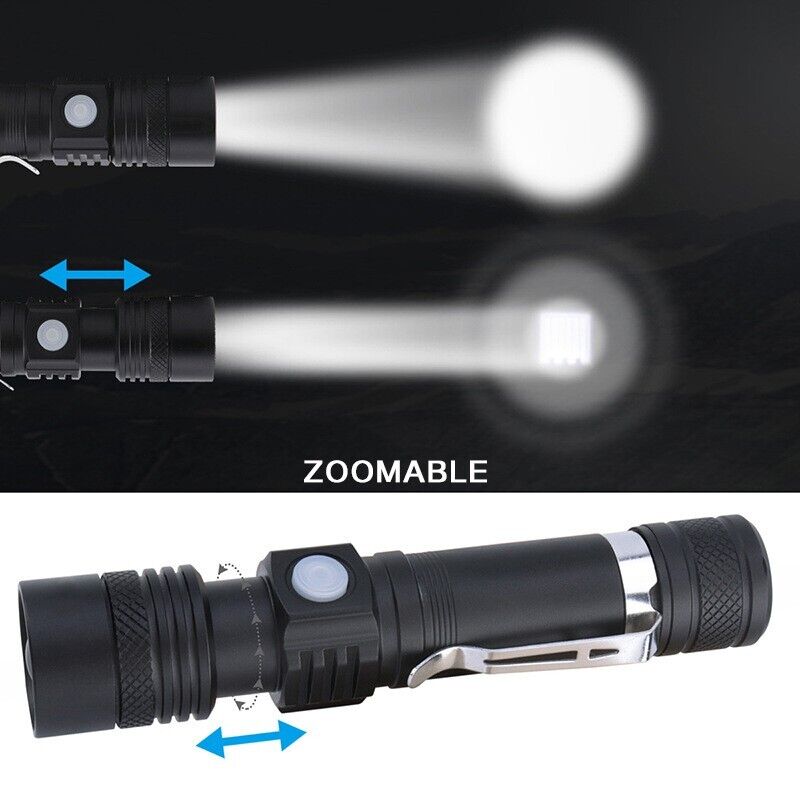 Super Bright 90000LM LED Tactical Flashlight Zoomable With
