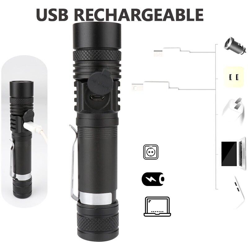 Super Bright 90000LM LED Tactical Flashlight Zoomable With