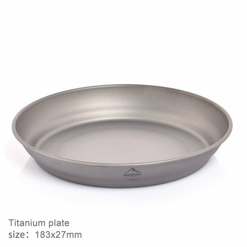 Camping Ultralight Titanium Bowl Plate Pan Tableware Set Multi Size