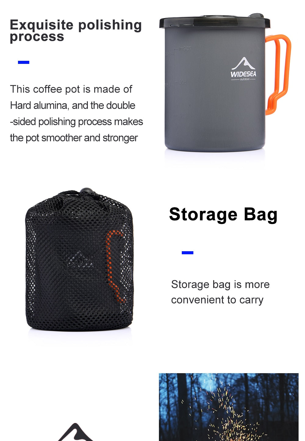 Camping Coffee Pot with French Press Outdoor Cup Mug Cookware for