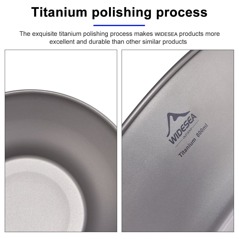 Camping Ultralight Titanium Bowl Plate Pan Tableware Set Multi Size