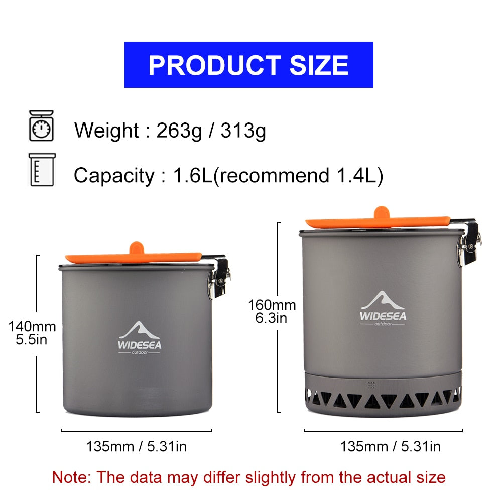 Widesea Outdoor Tableware for Camping 1.6L Pot