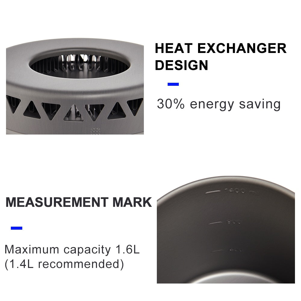 Widesea Outdoor Tableware for Camping 1.6L Pot